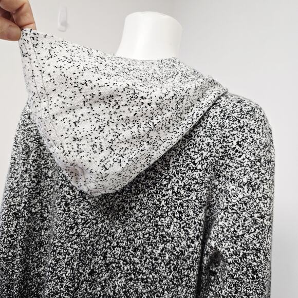 Chicos Zenergy Cardigan Sweater Size 2 L Ombre Gray Black Hooded Cotton Cashmere - Picture 7 of 9